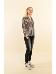 Striped printed voile shirt