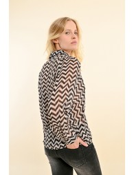 Striped printed voile shirt