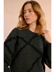 Pull oversize avec volants et dentelles