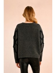 Pull oversize avec volants et dentelles