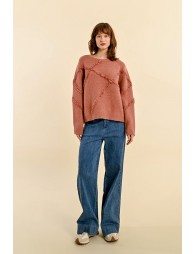 Pull oversize avec volants et dentelles