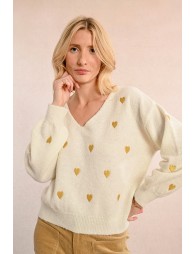 Pull à motif cœur