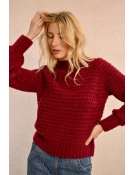 Chunky knit sweater with funnel neck