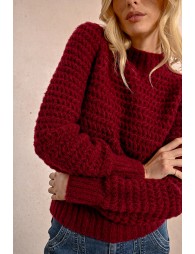 Chunky knit sweater with funnel neck