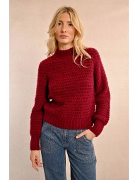 Chunky knit sweater with funnel neck