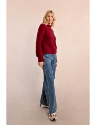 Chunky knit sweater with funnel neck