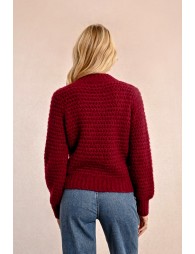 Chunky knit sweater with funnel neck