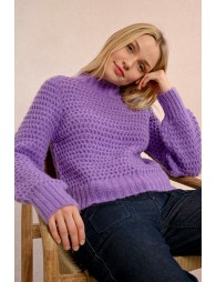 Chunky knit sweater with funnel neck