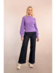 Chunky knit sweater with funnel neck