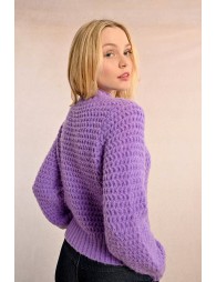 Chunky knit sweater with funnel neck