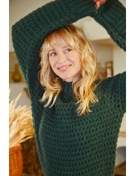 Chunky knit sweater with funnel neck