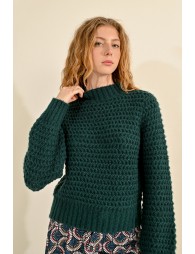 Chunky knit sweater with funnel neck