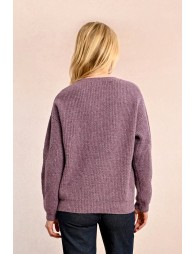 Soft knit sweater with tie collar