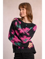 Round neck sweater, brushed knit