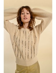 Pull avec laine, manches bouffantes