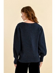 Sweater with wool, puffed sleeves