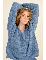 Jacquard knit V-neck sweater