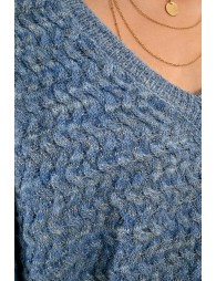 Jacquard knit V-neck sweater