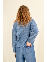 Jacquard knit V-neck sweater