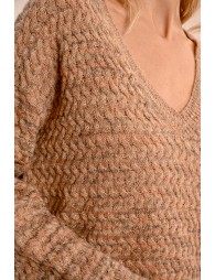 Jacquard knit V-neck sweater