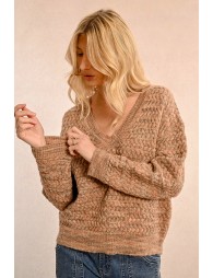 Jacquard knit V-neck sweater