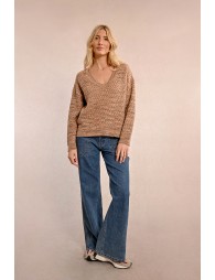 Jacquard knit V-neck sweater