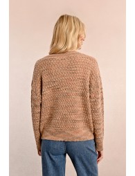 Jacquard knit V-neck sweater