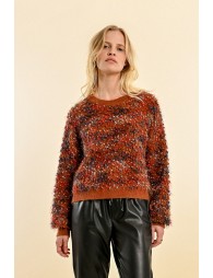 Mixed and textured knit sweater