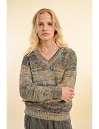 Multicolor heather V-neck sweater