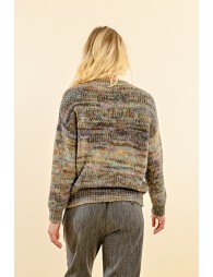 Multicolor heather V-neck sweater