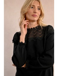 Openwork pointelle knit sweater