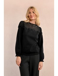 Openwork pointelle knit sweater