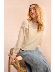 Openwork pointelle knit sweater