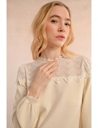 Openwork pointelle knit sweater