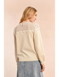 Openwork pointelle knit sweater