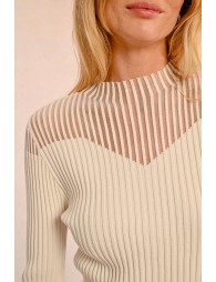 Ribbed sweater and fishnet bust