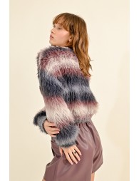 Striped sweater, fur effect knit