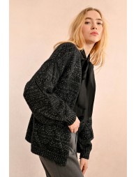 Oversized pointelle knit cardigan