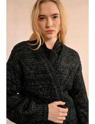 Oversized pointelle knit cardigan