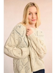 Oversized pointelle knit cardigan