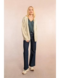 Oversized pointelle knit cardigan