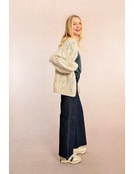 Oversized pointelle knit cardigan