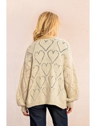 Oversized pointelle knit cardigan