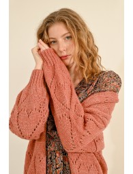 Oversized pointelle knit cardigan