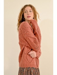 Oversized pointelle knit cardigan