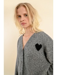 Cardigan court avec coeur