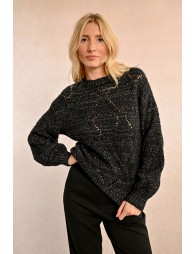 Openwork pointelle knit and lurex sweater