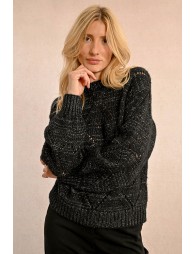 Openwork pointelle knit and lurex sweater