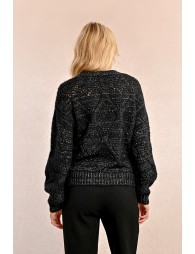 Openwork pointelle knit and lurex sweater