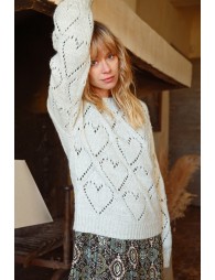 Openwork pointelle knit and lurex sweater